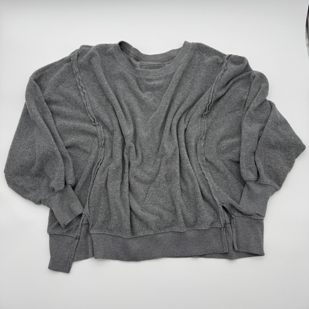 American Eagle Seriously Huggable Gray Oversized Sweatshirt Exposed Seam Small